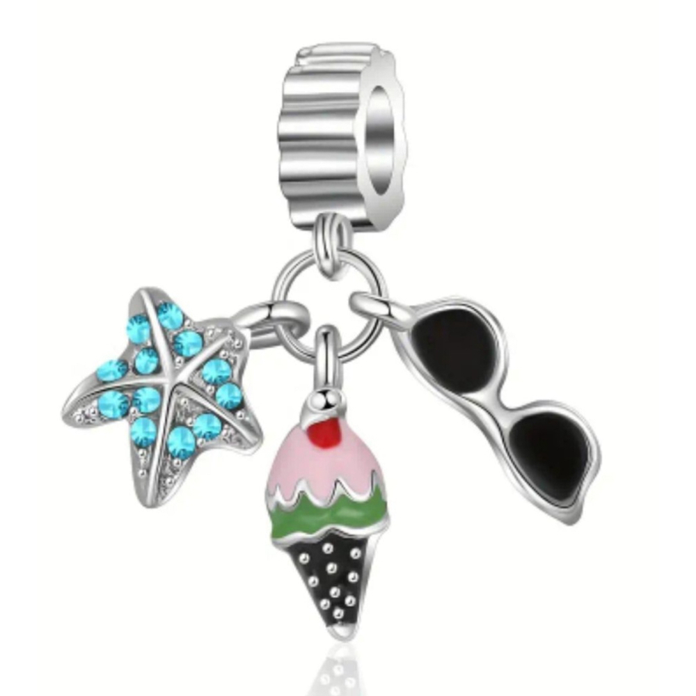 Charm Silver with Blue Accents One Size